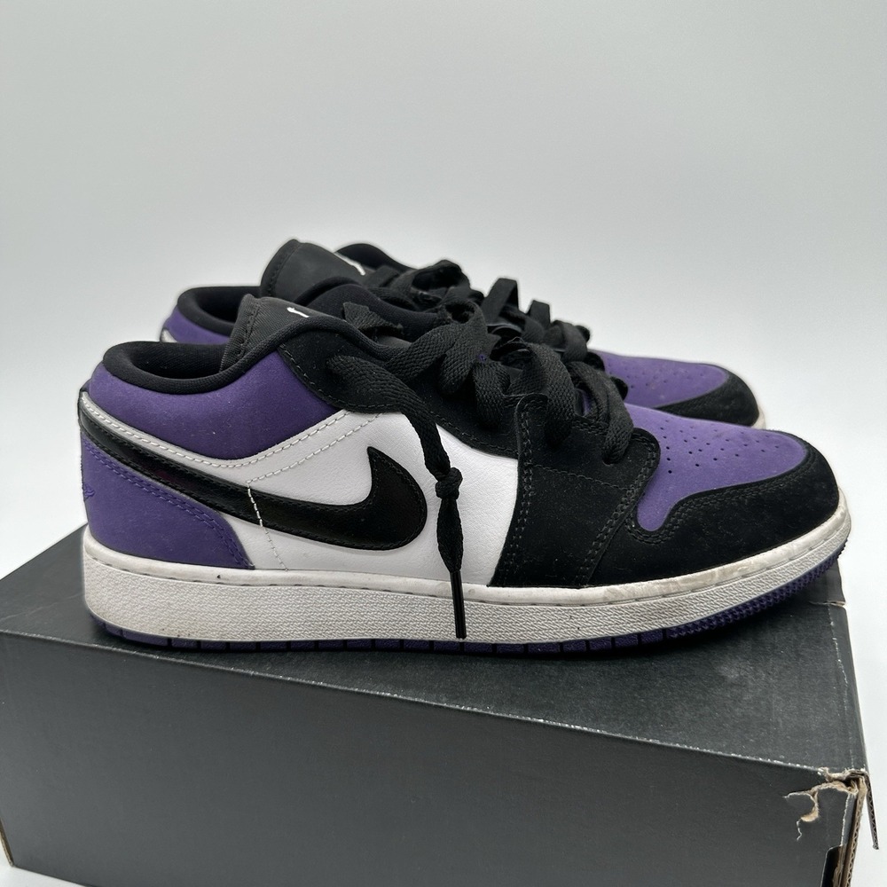 Nike Air Jordan 1 Low GS Court Purple Sneakers Youth 6.5Y Streetwear Hypebeast - Picture 5 of 12